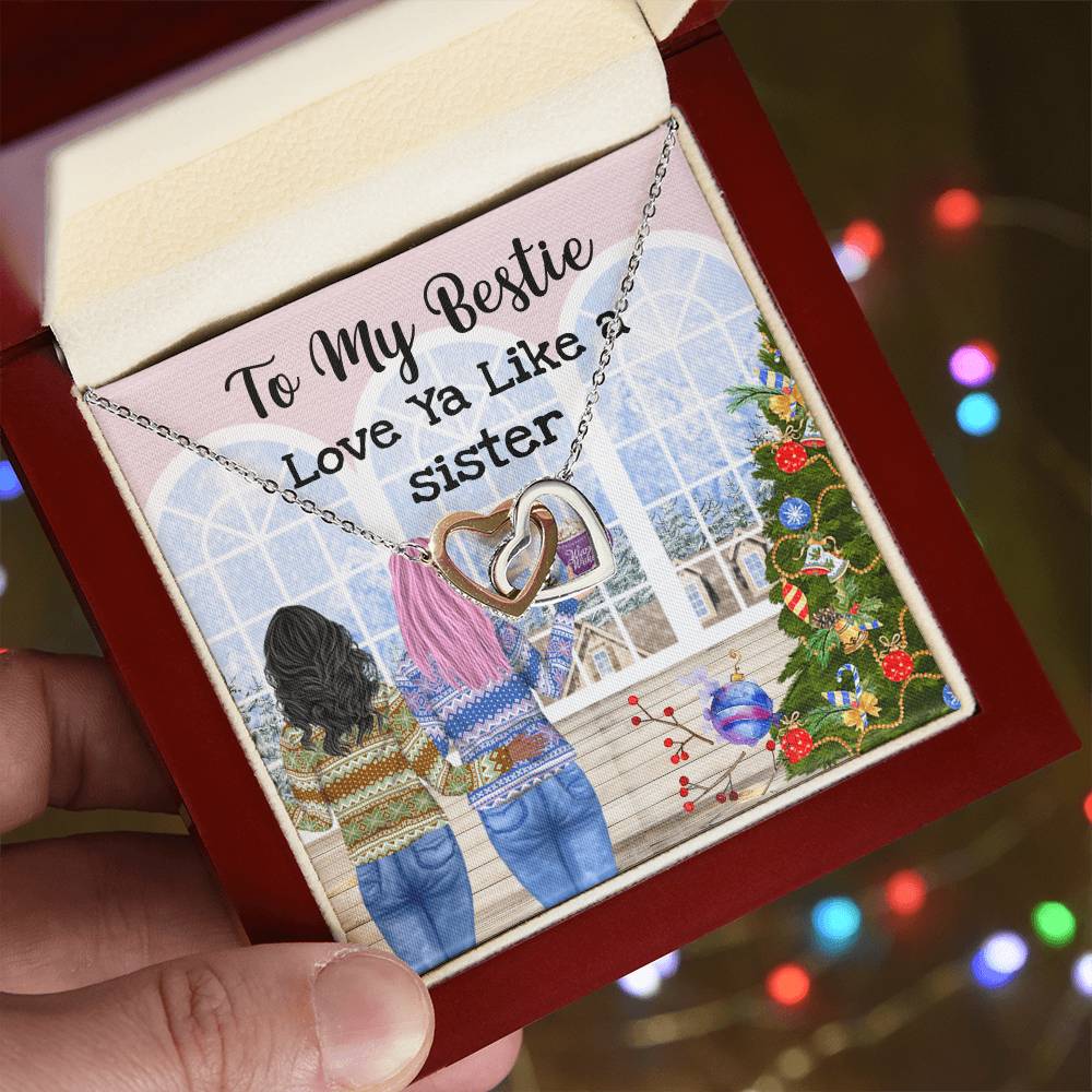 Bestie Linked Hearts Necklace Interlocking Hearts Necklace