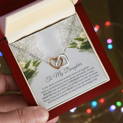 You Are Braver Than You Believe Interlocking Hearts Necklace