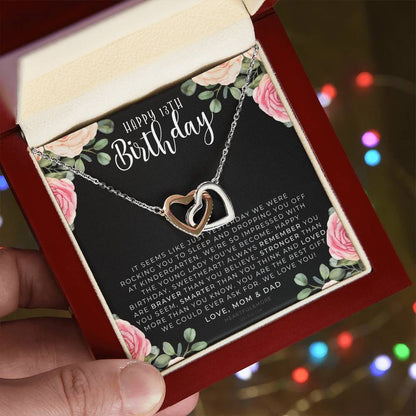 Gift For 13 Year Old Girl Gifts 13Th Birthday Girl 13Th Birthday Gift Thirteenth Birthday Necklace Teen Birthday Gift Official Teenager Interlocking Hearts Necklace