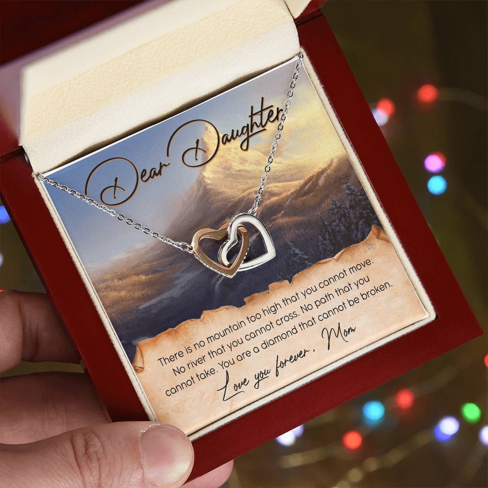 Dear Daughter Love You Forever Interlocking Hearts Necklace Message Card