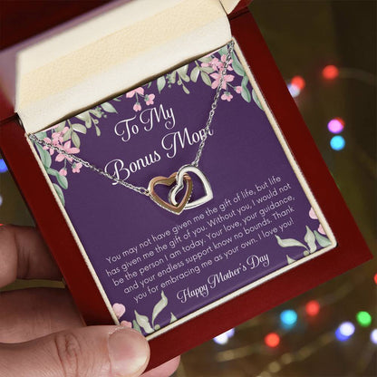 Bonus Mom Necklace Mothers Day Gift Daughterson To Mom Gift Bonus Mom Step Mom Gift Present For Stepmom On Mothers Day Stepped Up Mom Interlocking Hearts Necklace