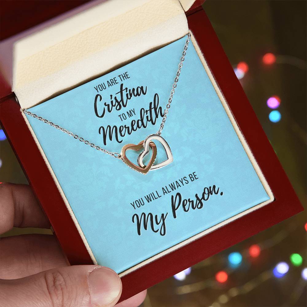 You Are The Cristina To My Meredith Necklace Grey'S Anatomy Best Friend Gift Grey Anatomy Gift You’Re My Person Necklace Interlocking Hearts Necklace