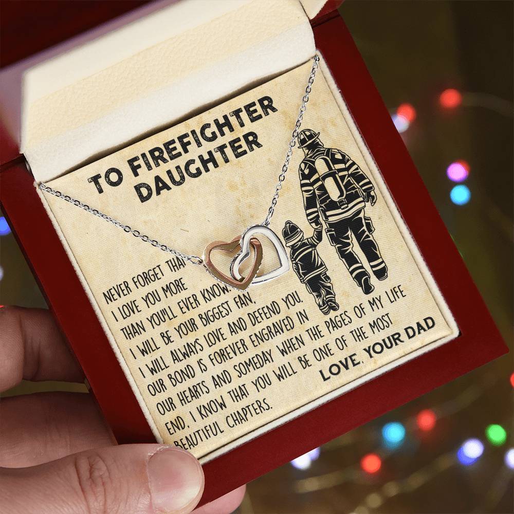 Firefighter Daughter Gift To Firefighter Daughter Gift From Dad Firefighter Daughter Necklace Interlocking Hearts Necklace