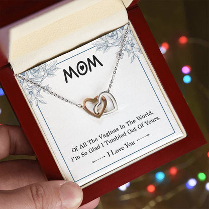 Gift For Mom - Of All The Vaginas Interlocking Hearts Necklace