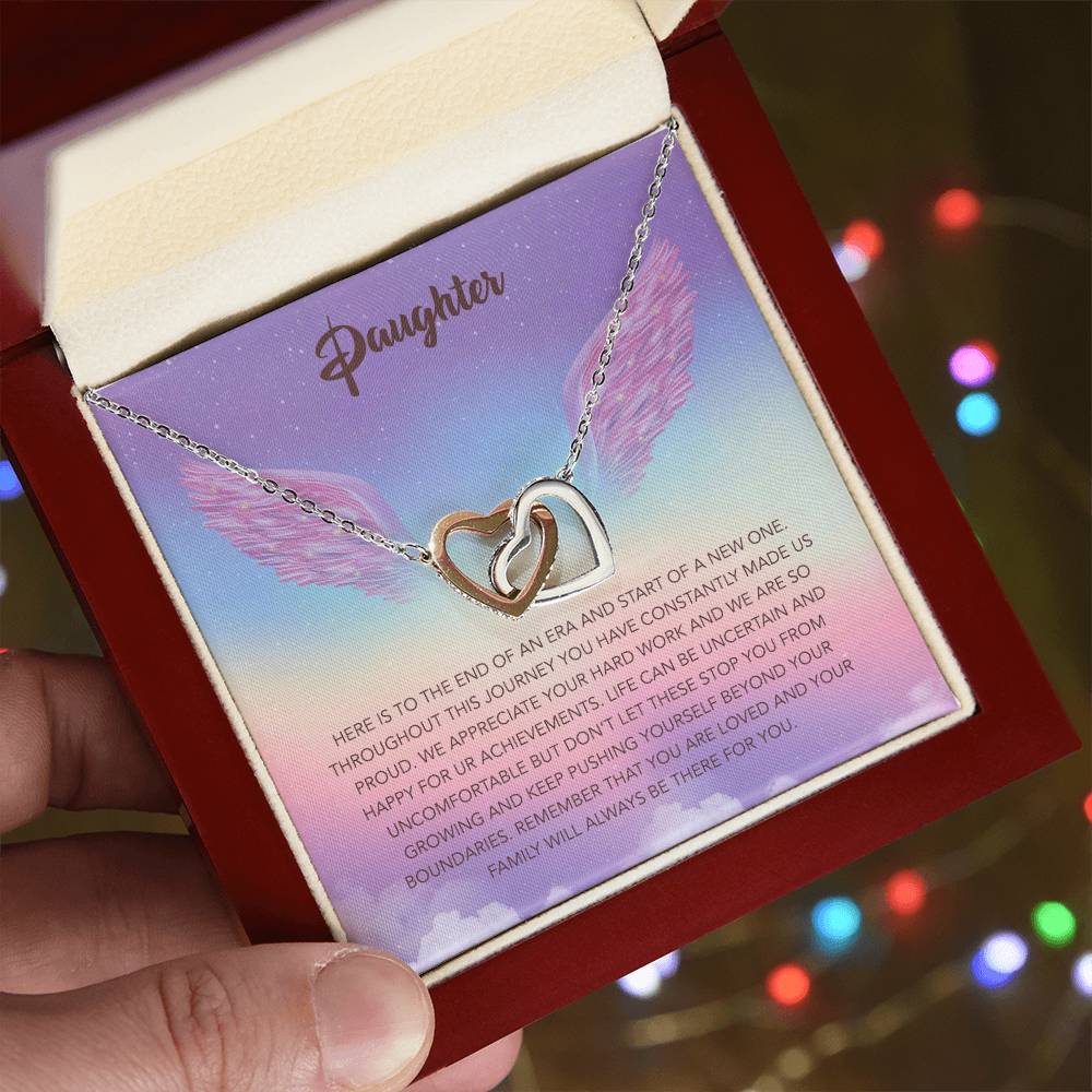 Wings To My Daughter Interlocking Hearts Necklace