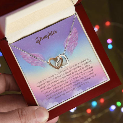 Wings To My Daughter Interlocking Hearts Necklace