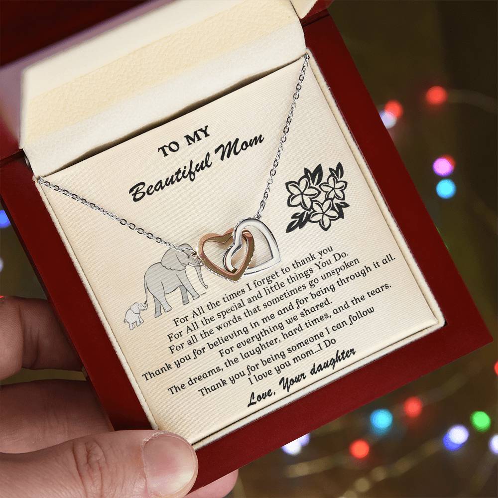 Gift For Mom - Someone I Can Follow - Interlocking Interlocking Hearts Necklace