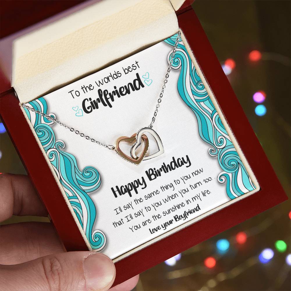 Worlds Best Girlfriend Linked Hearts Necklace Interlocking Hearts Necklace