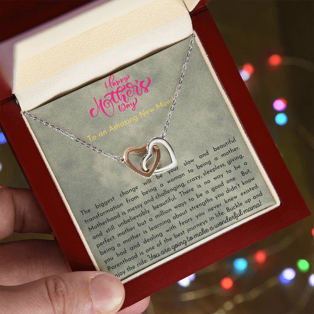 Amazing New Mom Interlocking Hearts Necklace