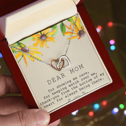 Dear Mom Interlocking Hearts Necklace Message Card