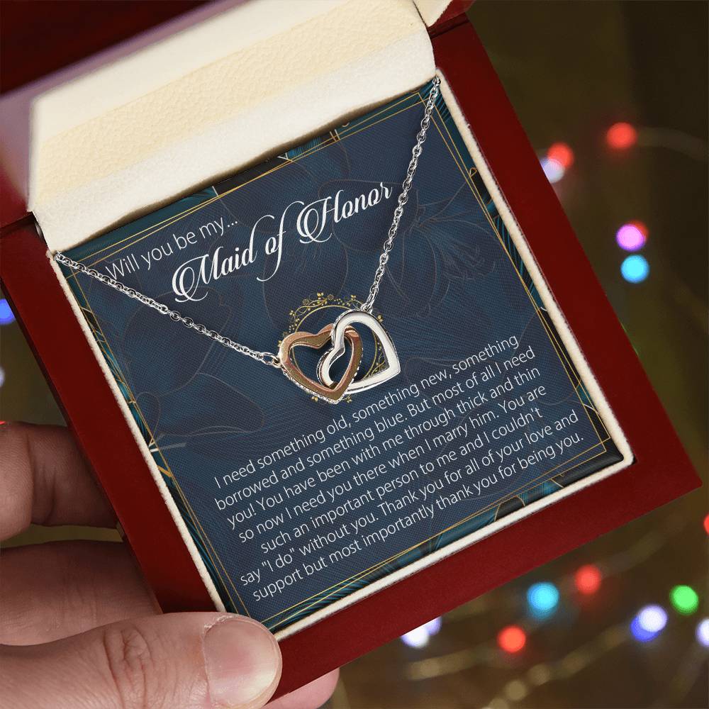 Will You Be My Maid Of Honor Necklace Giftmaid Of Honor Gift Necklacemaid Of Honor Wedding Gift Interlocking Hearts Necklace Wedding Gift