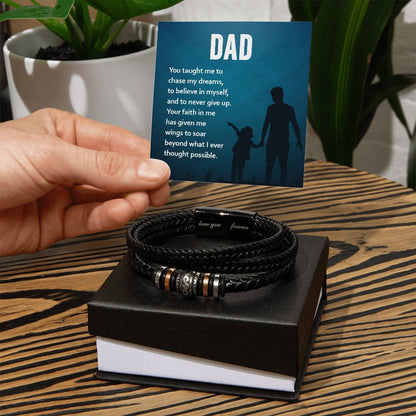 Unforgettable Love Father's Day Leather Bracelet - You Gave Me Wings To Soar - Love You Forever Bracelet