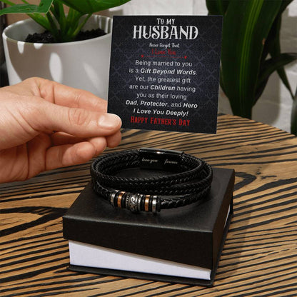 Father Day Gift From Wife, Vegan Leather Bracelet, Dad Gifts From Wife - Love You Forever Bracelet