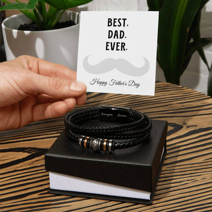 Best. Dad. Ever. Leather Bracelet  Moustache Dad  Father's Day Gift  Dad Gift  Vegan Leather Bracelet  Love You Forever Bracelet. - Love You Forever Bracelet