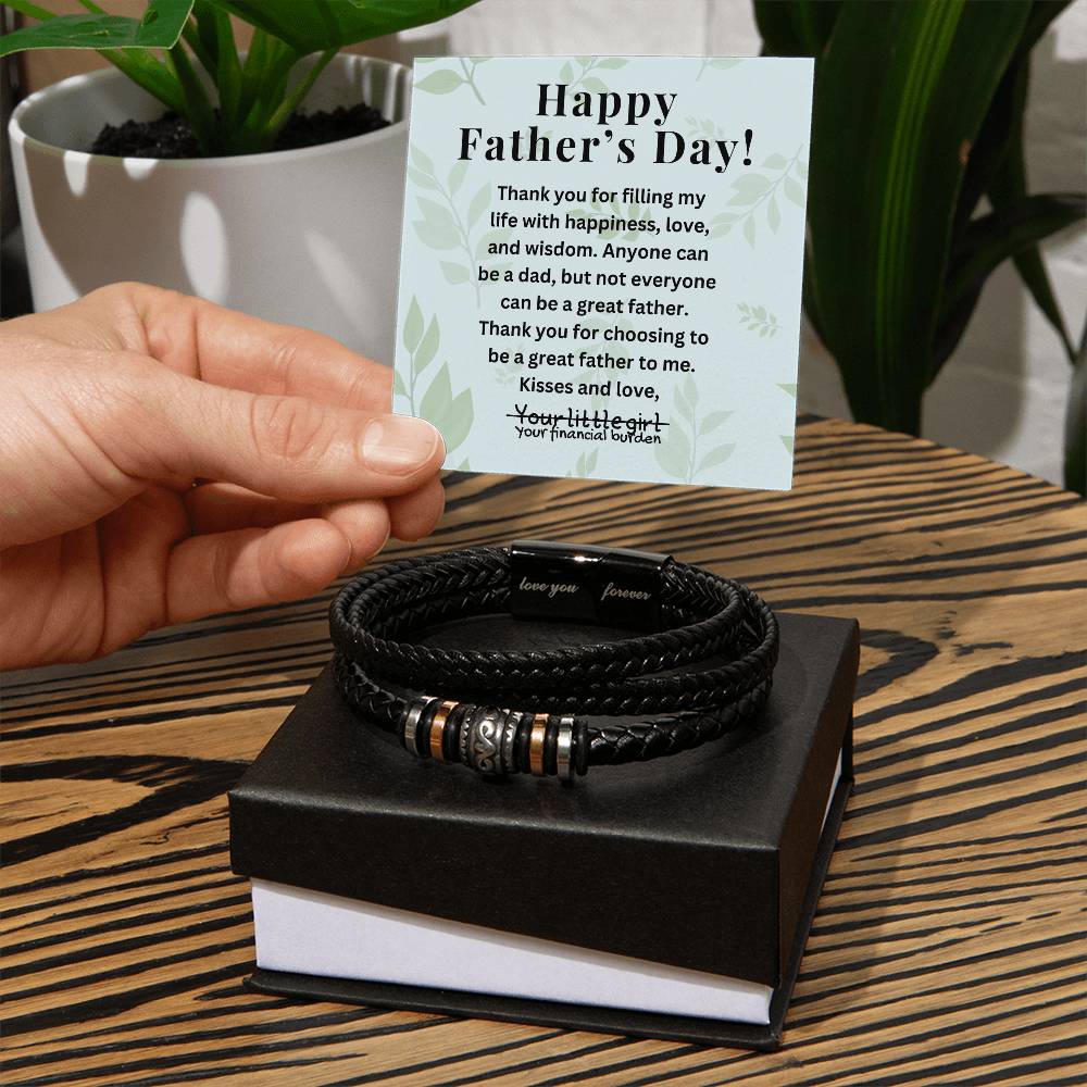 Engraved Men's Bracelet To Dad  Funny Father's Day Gift From Daughter  Engraved Jewelry For Him  From Daughter Customize Message Card - Love You Forever Bracelet