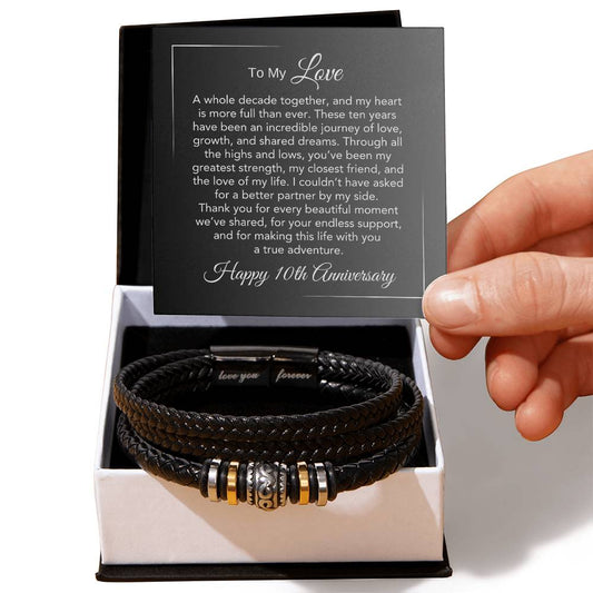 10Th Anniversary Gifts For Men 10 Year Anniversary Gift Ideas For Him, Love You Forever Bracelet - Love You Forever Bracelet