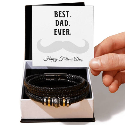 Best. Dad. Ever. Leather Bracelet  Moustache Dad  Father's Day Gift  Dad Gift  Vegan Leather Bracelet  Love You Forever Bracelet. - Love You Forever Bracelet