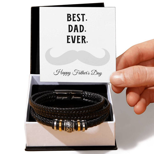 Best. Dad. Ever. Leather Bracelet  Moustache Dad  Father's Day Gift  Dad Gift  Vegan Leather Bracelet  Love You Forever Bracelet. - Love You Forever Bracelet