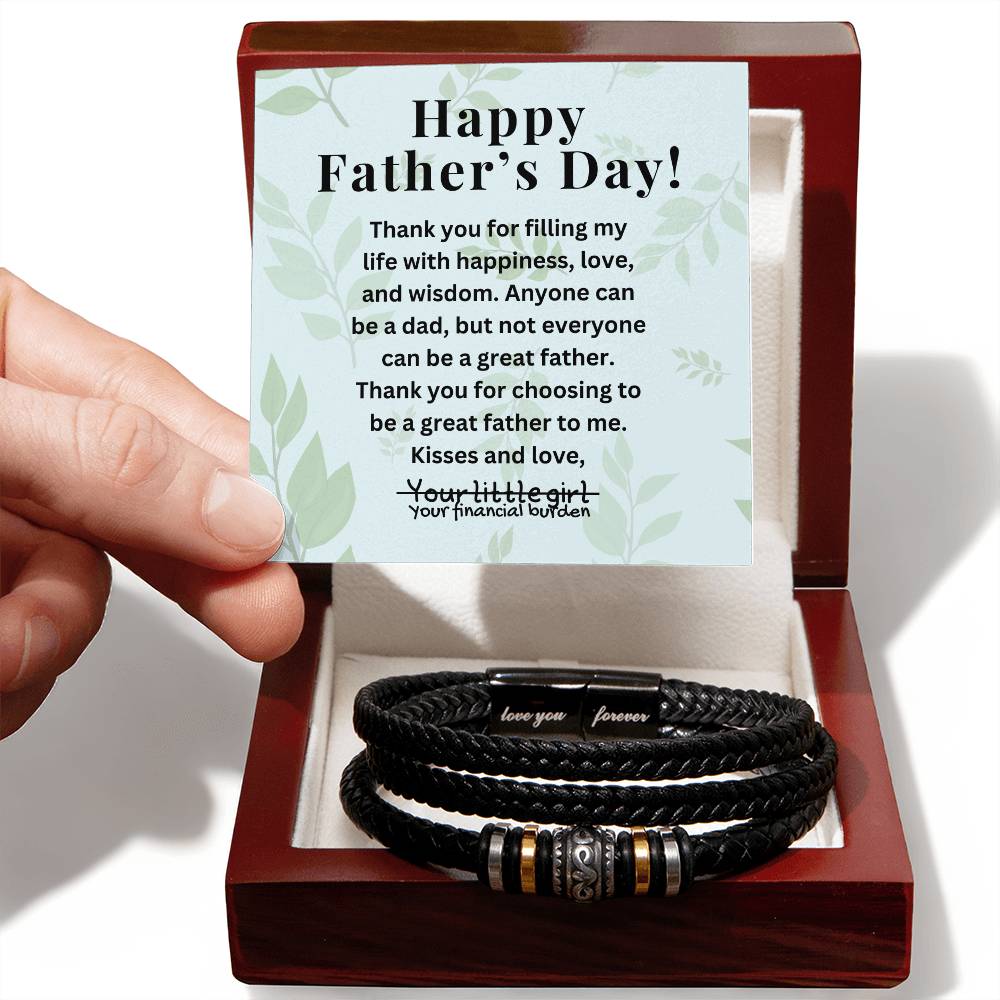 Engraved Men's Bracelet To Dad  Funny Father's Day Gift From Daughter  Engraved Jewelry For Him  From Daughter Customize Message Card - Love You Forever Bracelet