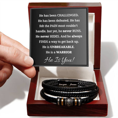Breathe Anxiety Relief Gift, Sending Hugs And Appreciation Leather Bracelet For Him - Love You Forever Bracelet