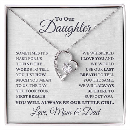 Gift For Daughter Love Mom And Dad Our Little Girl Necklace Forever Love Necklace