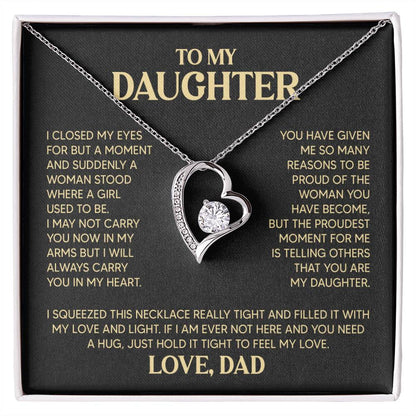Daughter Heart Necklace  Love Dad Forever Love Necklace
