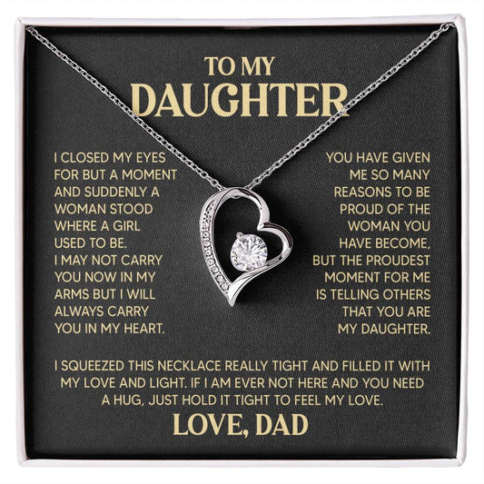 Daughter Heart Necklace  Love Dad Forever Love Necklace