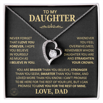Unique Gift For Daughter From Dad Never Forget That I Love You Heart Necklace Forever Love Necklace