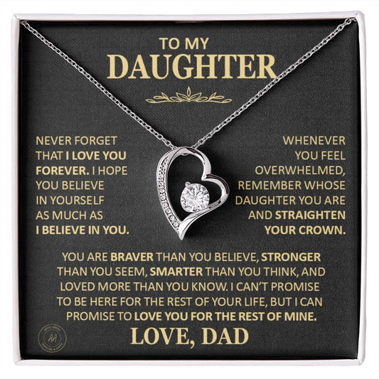 Unique Gift For Daughter From Dad Never Forget That I Love You Heart Necklace Forever Love Necklace