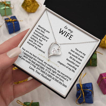 To My Wife - When You Need A Hug , Hold This Close To Feel My Love Forever Love Necklace