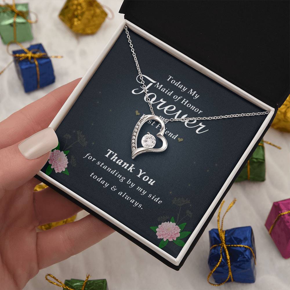 Forever Heart Necklace, Maid Of Honor Gift Forever Love Necklace