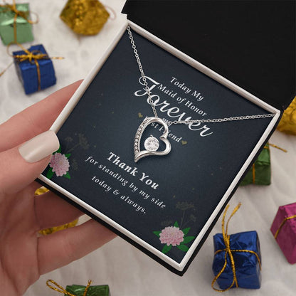 Forever Heart Necklace, Maid Of Honor Gift Forever Love Necklace