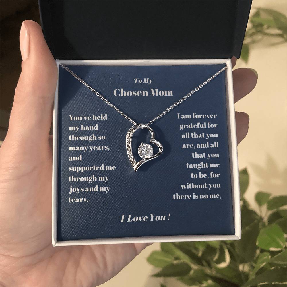 Chosen Mom Heart Necklace Gift Forever Love Necklace