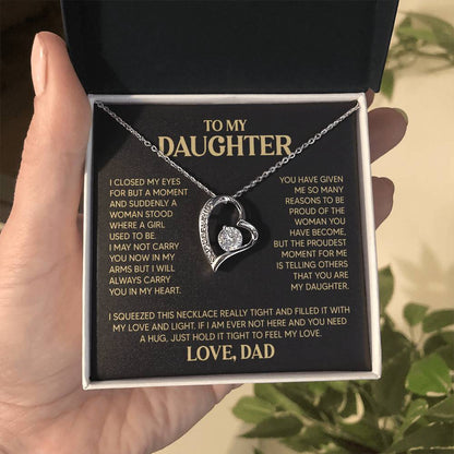 Daughter Heart Necklace  Love Dad Forever Love Necklace