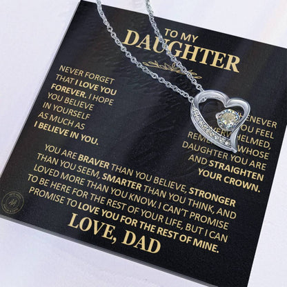 Unique Gift For Daughter From Dad Never Forget That I Love You Heart Necklace Forever Love Necklace