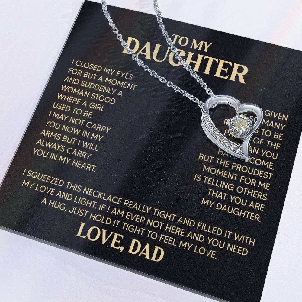 Daughter Heart Necklace  Love Dad Forever Love Necklace