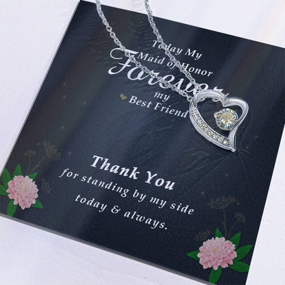 Forever Heart Necklace, Maid Of Honor Gift Forever Love Necklace