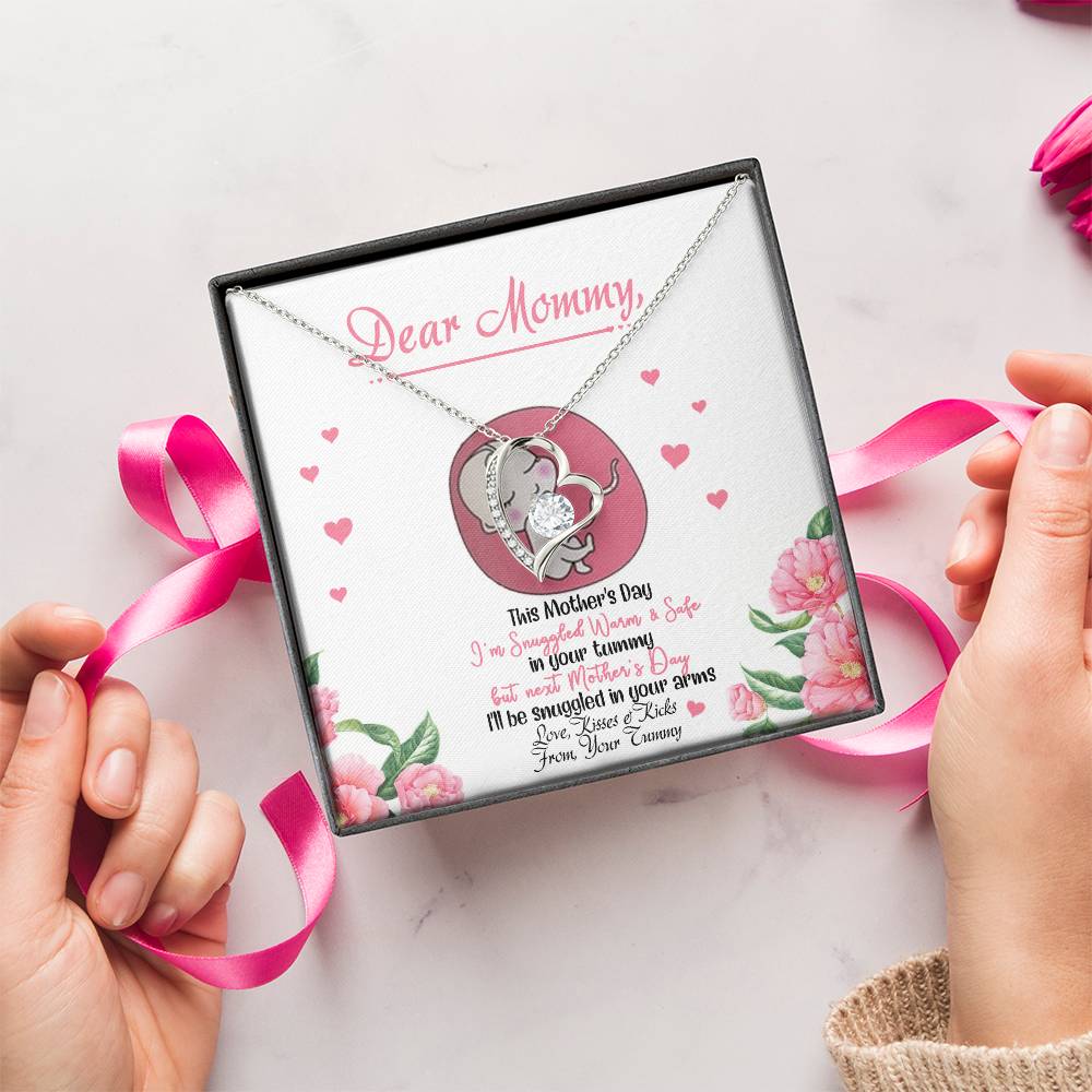 Dear Mommy From Your Tummy Mother's Day Gift Luxury Necklace Baby Bump Gift Expecting Mom Gifts To My Mommy From Tummy Forever Love Necklace