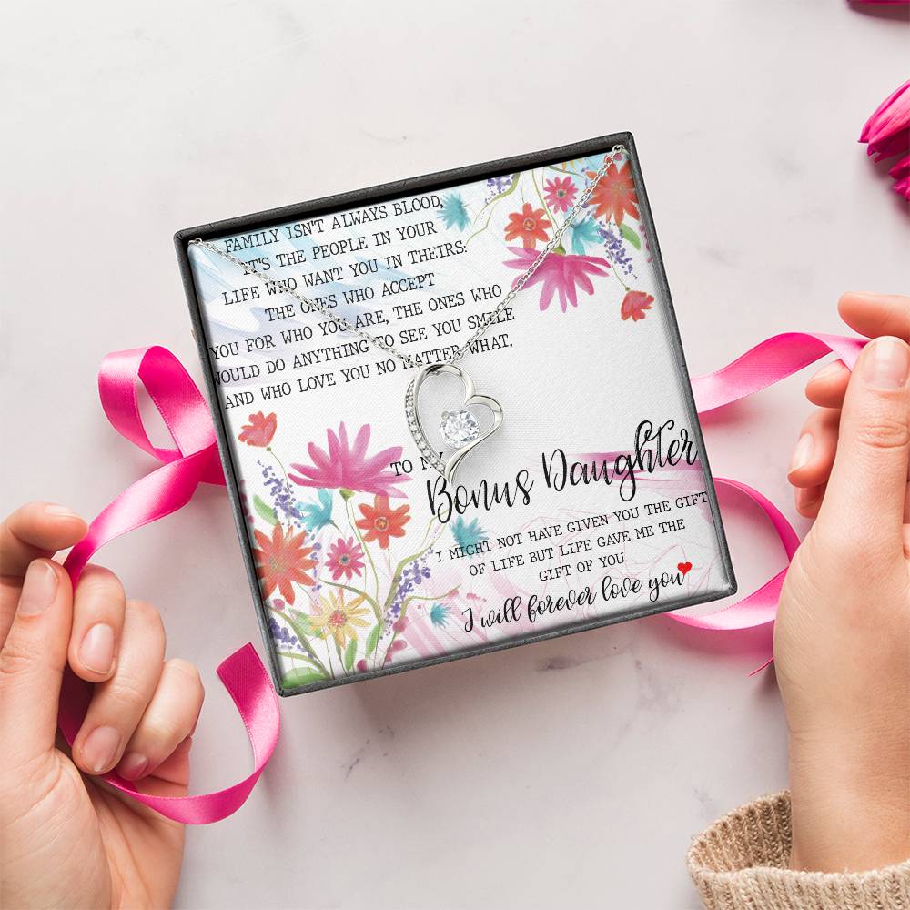 Bonus Daughter Necklace Step Daughter Necklace Necklace For Stepdaughter Stepdaughter Birthday Gift Bonus Daughter Gift For Wedding Forever Love Necklace