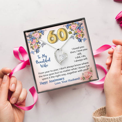 60Th Anniversary Heart Necklace Gift To Wife Forever Love Necklace