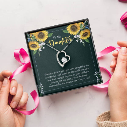 Customize Beautiful Sunflower Precious Necklace You Are My Sunshine Message Card Necklace To My Daughter Message Card Forever Love Necklace