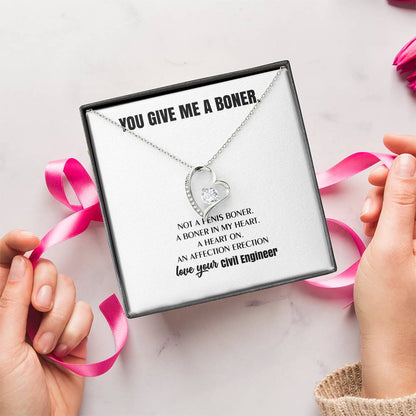 You Give Me A Heart Boner An Affection Erection Funny & Sarcastic Love For Her ? Mature Best Funny Gag Gifts For Civil Engineer Wife On Special Days Forever Love Necklace
