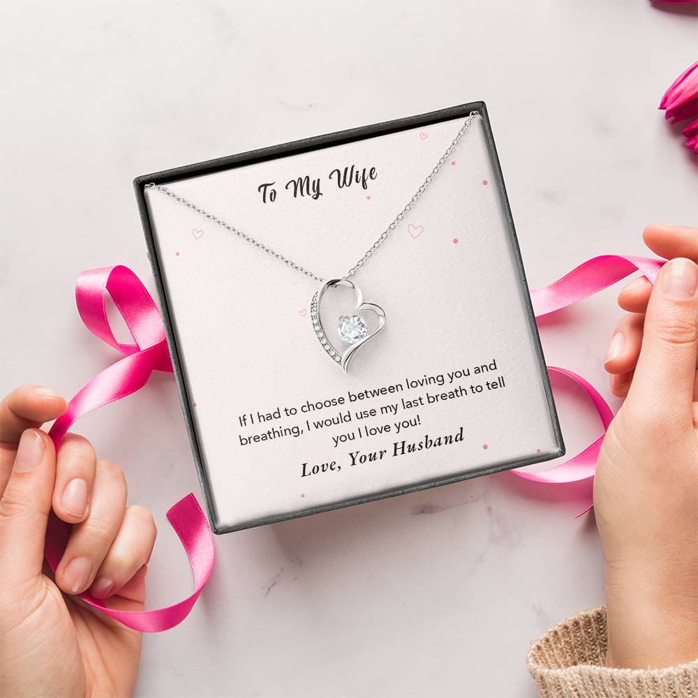 To My Wife - My Last Breath - 925 Sterling Silver Pendant Forever Love Necklace
