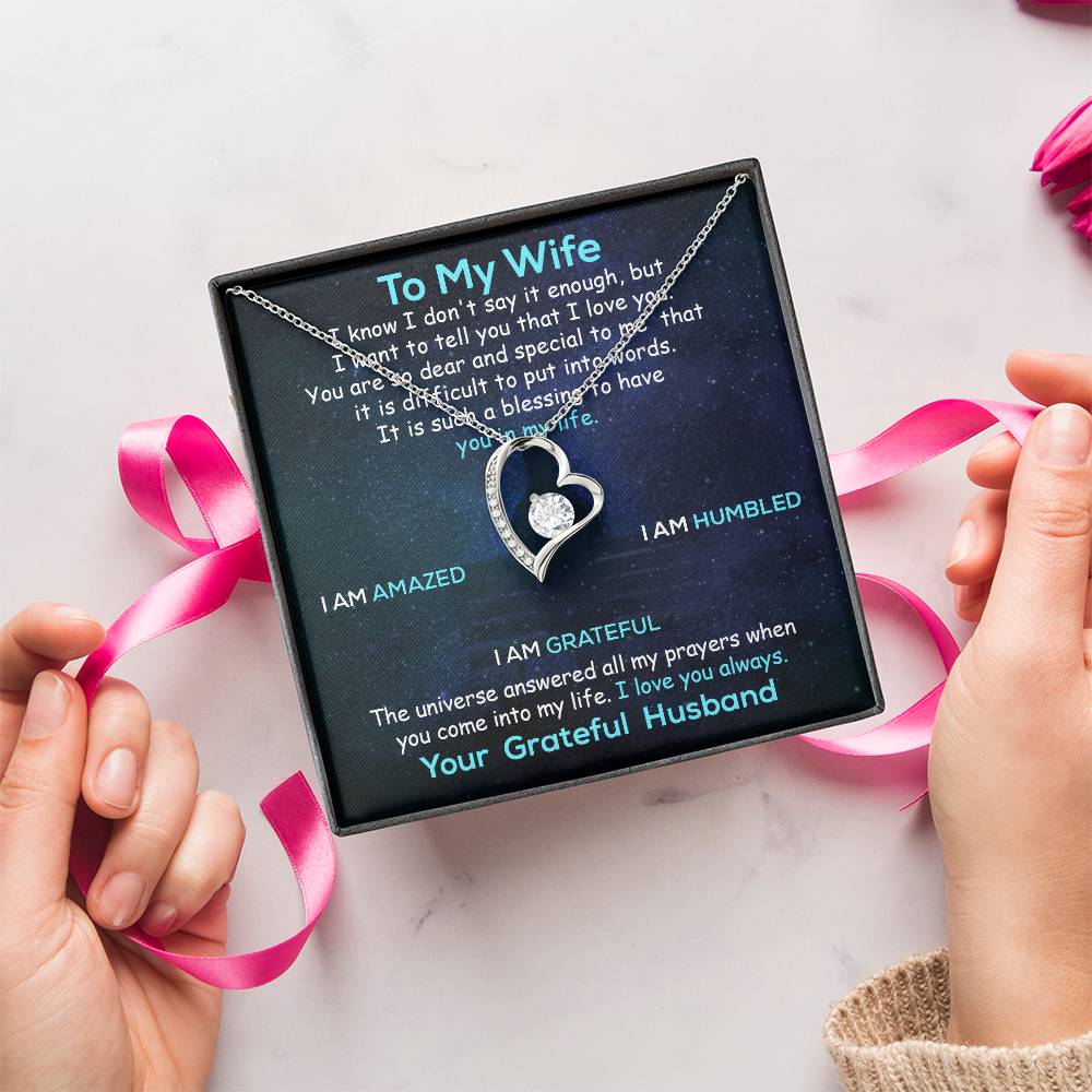 To My Wife Necklace Anniversary Gift For Wife Birthday Gift For Wife Gift Set Gift For Wife Birthday Forever Love Necklace