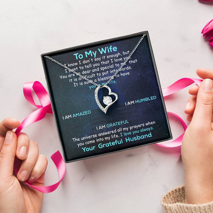 To My Wife Necklace Anniversary Gift For Wife Birthday Gift For Wife Gift Set Gift For Wife Birthday Forever Love Necklace