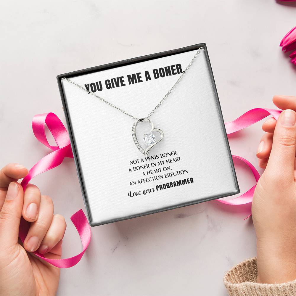 You Give Me A Heart Boner An Affection Erection Funny & Sarcastic Love For Her ? Mature Best Funny Gag Gifts For Programmer Wife On Special Days Forever Love Necklace