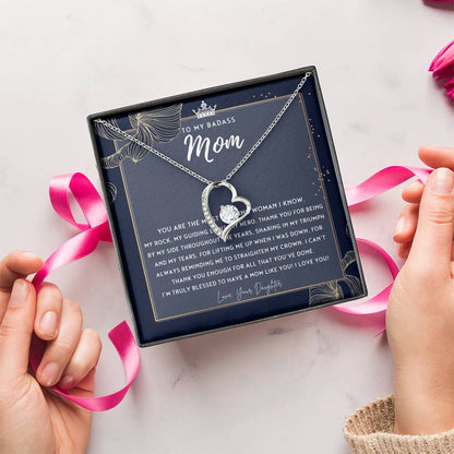 Badass Mom Gift To My Badass Mom Necklace Mother’s Day Gift Daughter To Mom Gift Gift From Daughter To Mom On Wedding Day Mom Gift 2 Forever Love Necklace