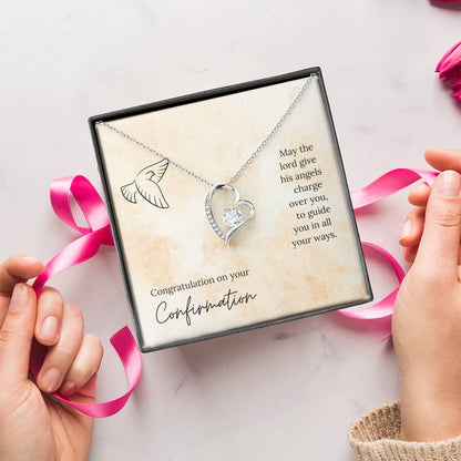 Congratulation On Your Confirmation - May The Lord Give His Angels Charge Over You To Guide You In All Your Ways - Necklace Forever Love Necklace