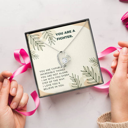 Fighter Inspiring Heart Stone Necklace Neutral Leaves Forever Love Necklace