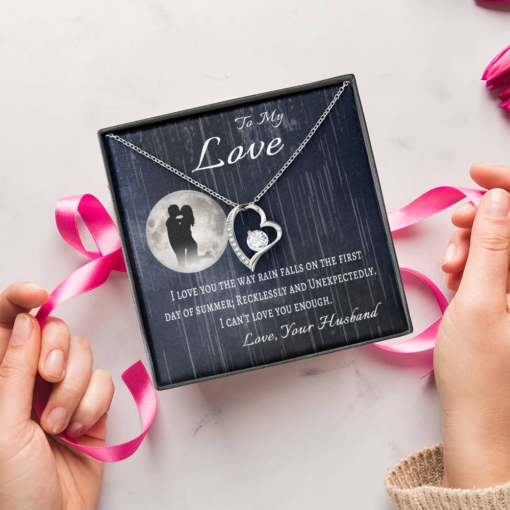 To My Wife Message Card Necklace To My Love From Husband Anniversary Gift Necklace For Wife Birthday Gifts For Wife Forever Love Necklace